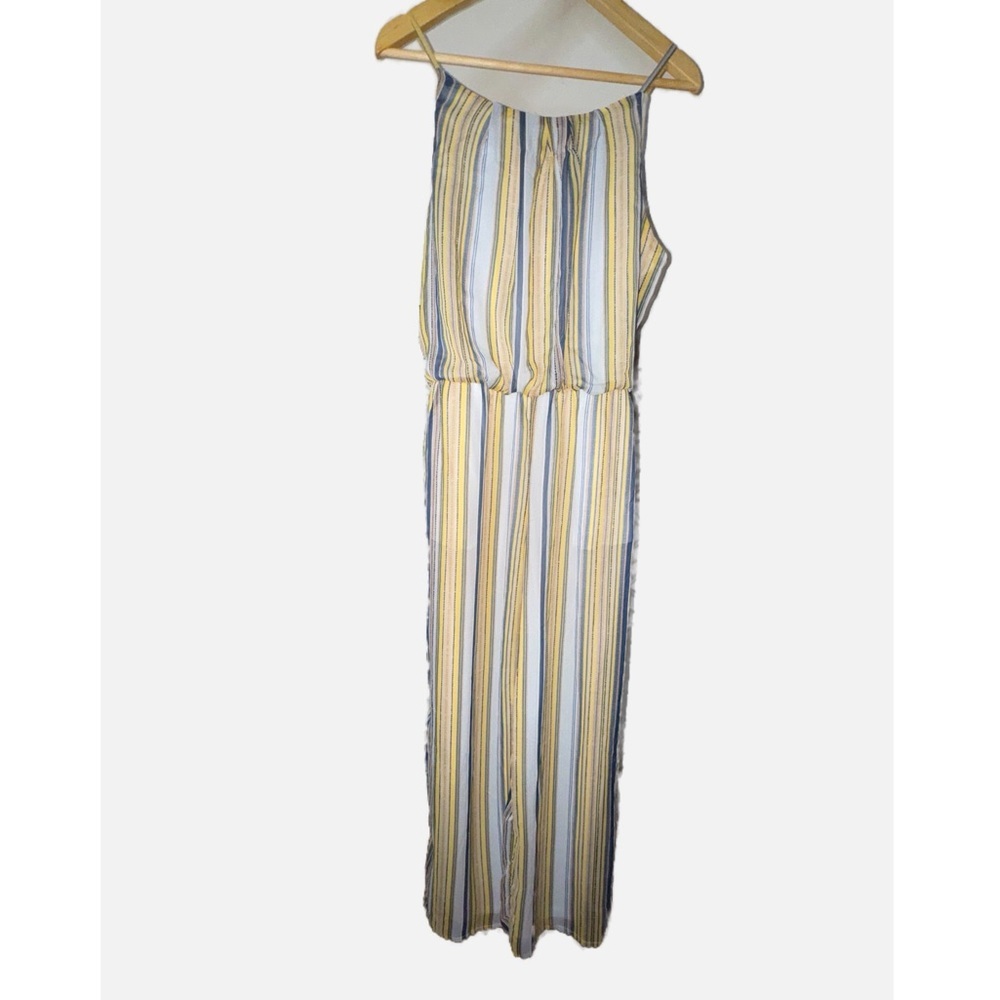 TACERA- Yellow and blue stripe Jumpsuit Size Large (Petite) - Picture 4 of 13